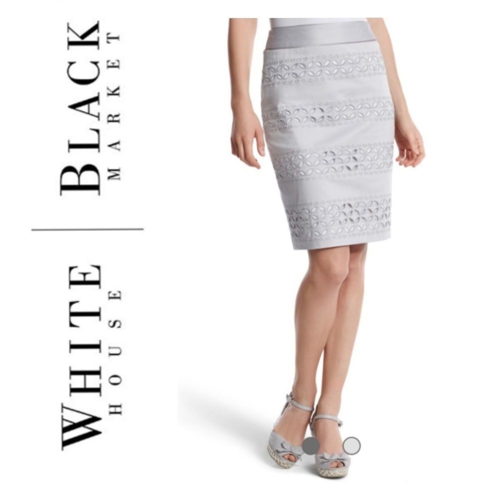 White House Black Market Grey Pencil Skirt Sz 8
